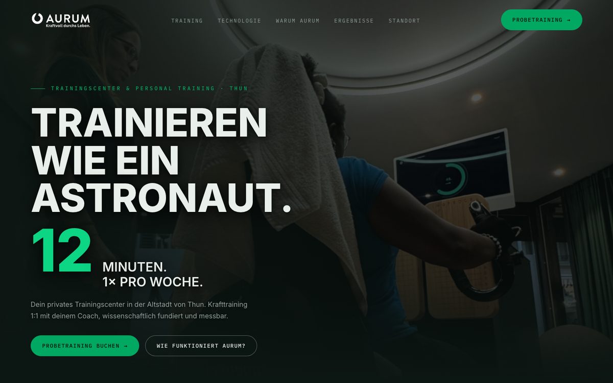 Startseite von aurumthun.ch, umgesetzt von Propus Codestudio